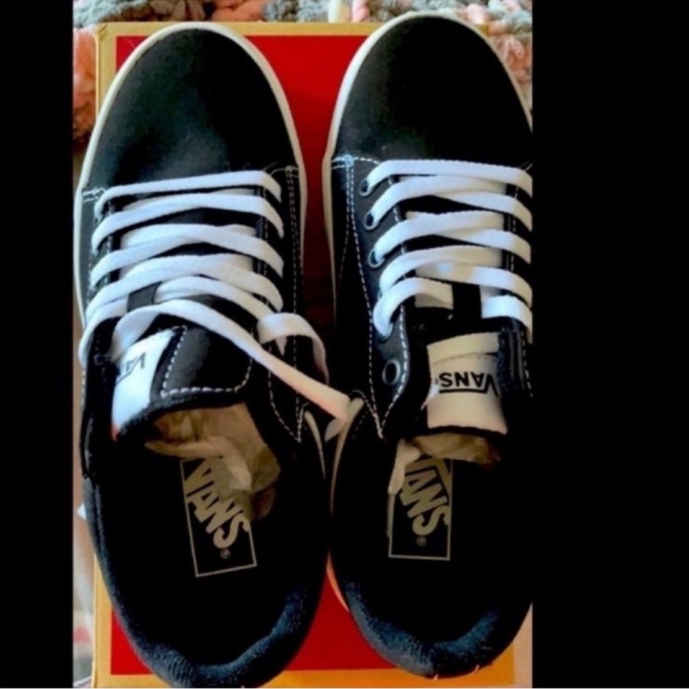 Vans Classic Black and White Lace-Up Shoes